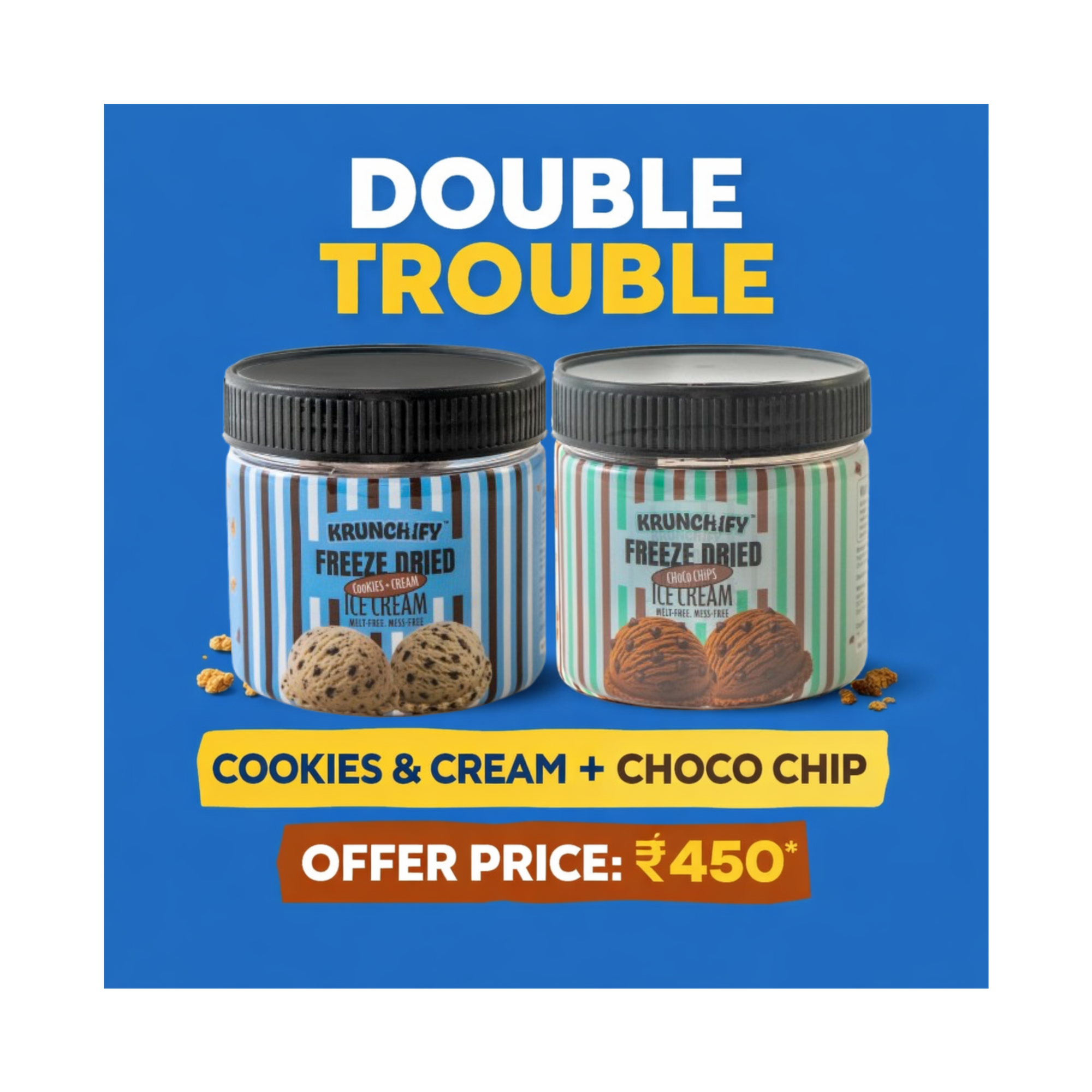 Double Trouble Freeze Dried Choco Chip & Cookies and Cream Ice Cream COMBO