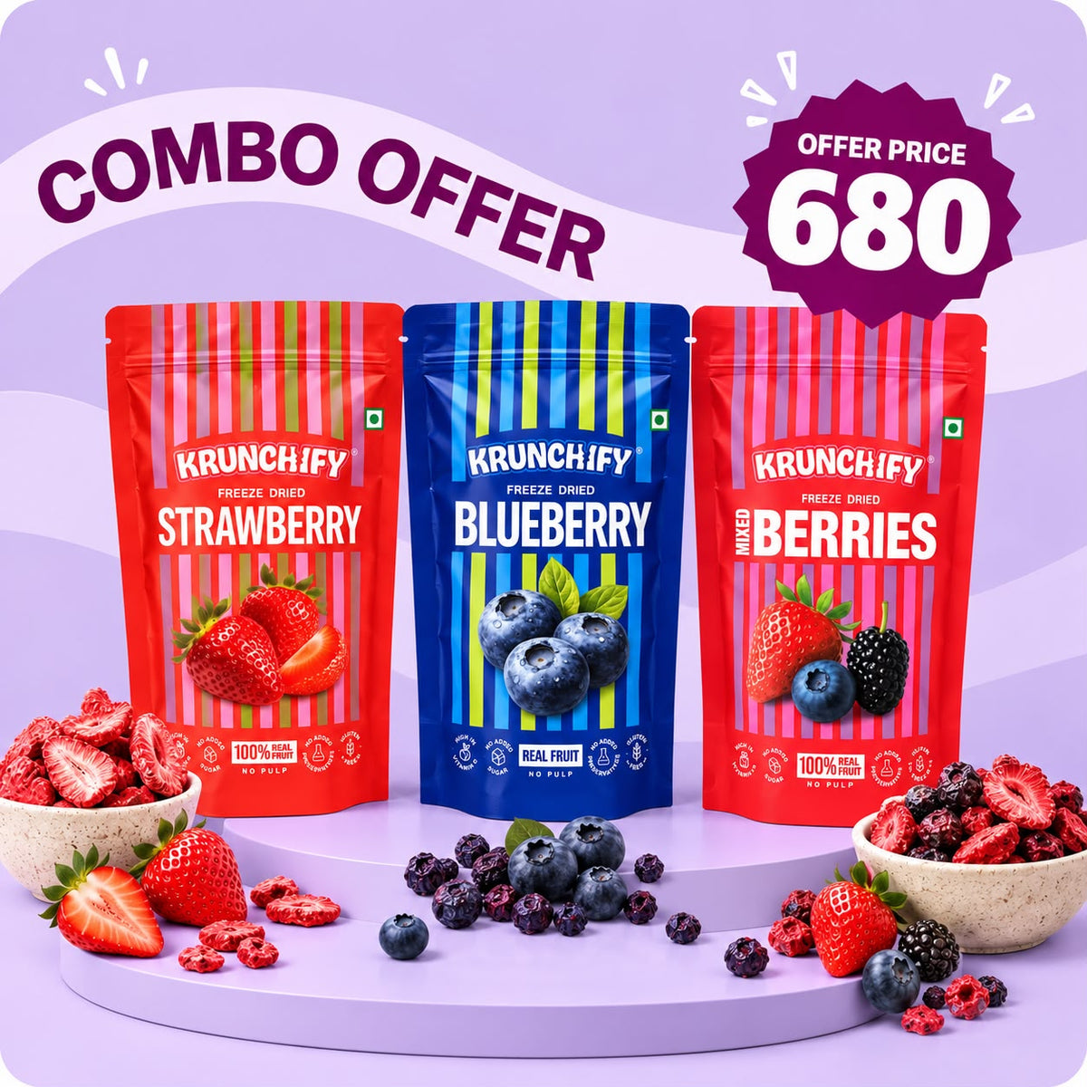 Very Berry - Freeze Dried Blueberry, Strawberry & Mixed Berries
